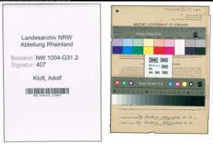 Entnazifizierung Adolf Kloft , geb. 11.06.1902 (Trinkhallenbesitzer)