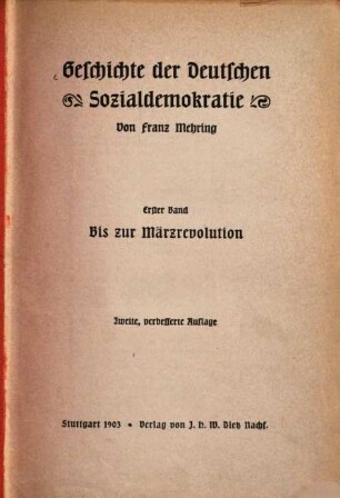Geschichte der deutschen Sozialdemokratie, 1