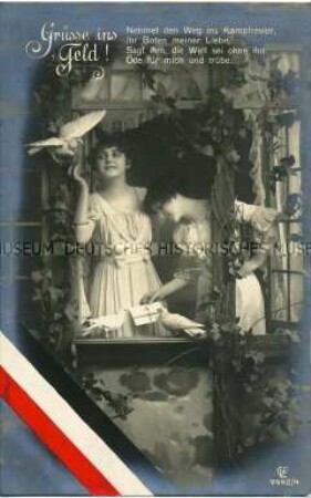 Patriotische Postkarte zum Ersten Weltkrieg, mit Vers
