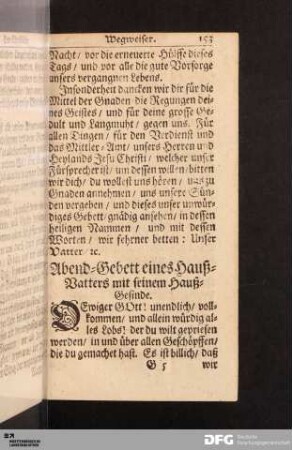 Abend-Gebett eines Hauß-Vatters mit seinem Hauß-Gesinde.