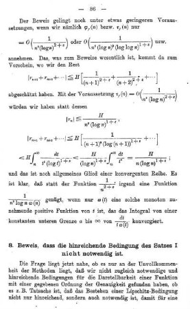 8. Beweis, dass die hinreichende Bedingung des Satzes I nicht notwendig ist.