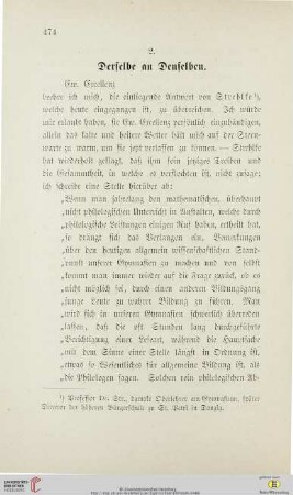 2. Derselbe an Denselben