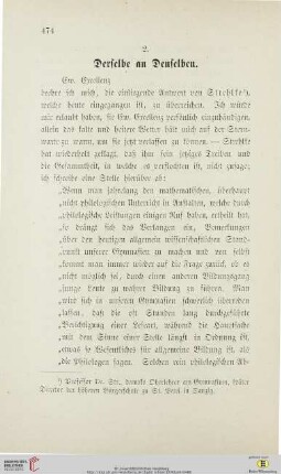 2. Derselbe an Denselben