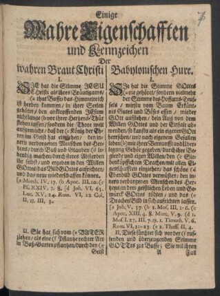 Einige Wahre Eigenschafften und Kennzeichen Der wahren Braut Christi Babylonischen Hure