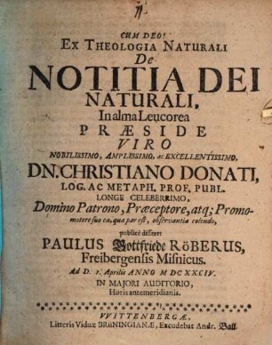 Ex theologia naturali, de notitia Dei naturali
