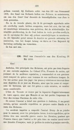 136. Brief van Daendels aan den Koning, 26 Mei 1810
