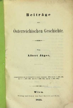 Beiträge zur österreichischen Geschichte