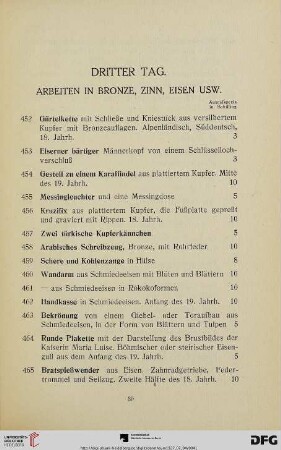Arbeiten in Bronze, Zinn, Eisen usw. (Nr. 452-513)