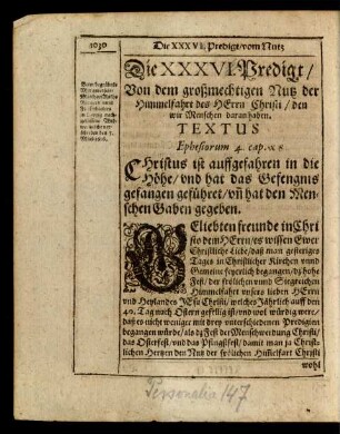 Die XXXVI. [i.e. XXXV.] Predigt.
