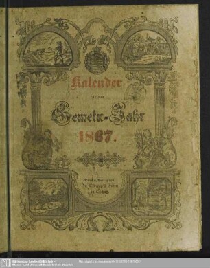 1867: Kalender : für das Gemein-Jahr ...