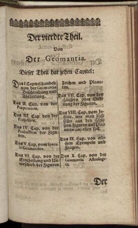 Der vierdte Theil. Von der Geomantia.
