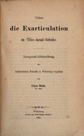 Ueber die Exarticulation im Tibio-tarsal-Gelenke