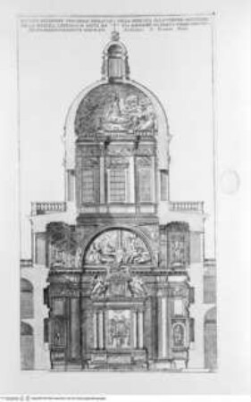 Disegni di vari altari e cappelle nelle chiese di Roma con le loro facciate fianchi piante e misure de più celebri architetti, Tafel 43: S. Maria Maggiore, Cappella Paolina, Schnitt