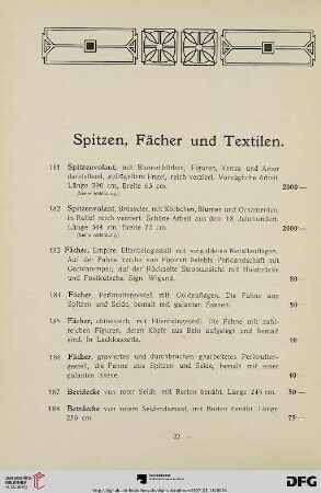 Spitzen, Fächer und Textilen (Nr. 181-193)