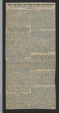 Sammlung: Frauenfrage 1926-1933. Vereine und Tagungen.