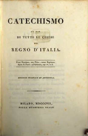 Catechismo ad uso di tutte le chiese del regno d'Italia