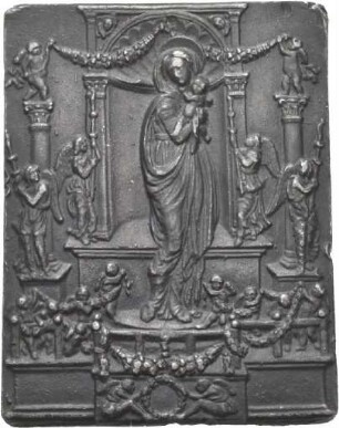 Bleiplakette mit Darstellung von Madonna mit Kind