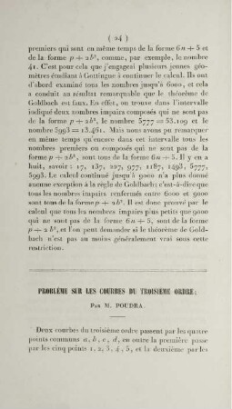 Problème sur les courbes du troisième ordre.