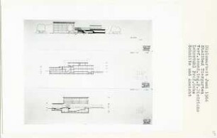 Stadtbad, Berlin-Tiergarten (Diplomarbeit bei Karl Wilhelm Ochs): Ansicht von Osten und Schnitte 1:200