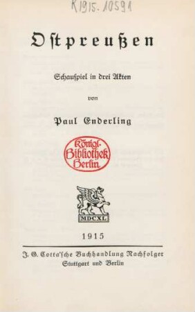 Ostpreußen : Schauspiel in drei Akten