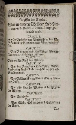 Register der Capitul.