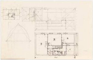 Wohnhaus: Grundrisse und Giebelschnitt