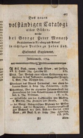 493-588, Siebentes Suplement. Jubilatemesse, 1784.