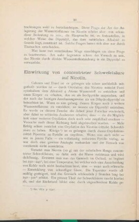 Einwirkung von concentrirter Schwefelsäure auf Nicotin.