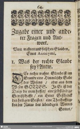 Zugabe einer und anderer Fragen und Antwort