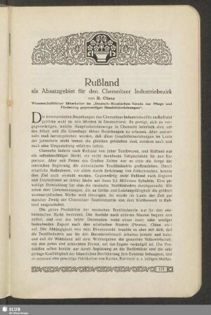Rußland als Absatzgebiet für den Chemnitzer Industriebezirk