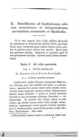 Sectio I. Ad crisin spectantia.
