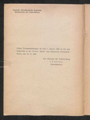 Diser Übergangslehrplan ist ...