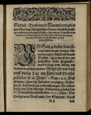 Gedult/ Trost unnd Barmhertzigkeit von Gott dem Allerhöchsten Vatter ...