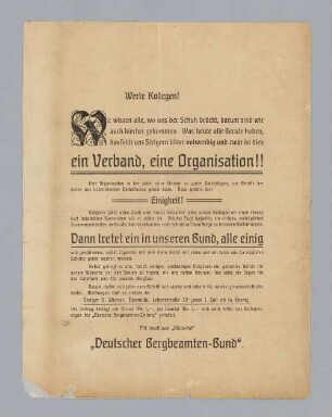 "Werte Kollegen! Ein Verband, eine Organisation!!"