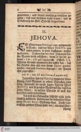 II. JEHOVA