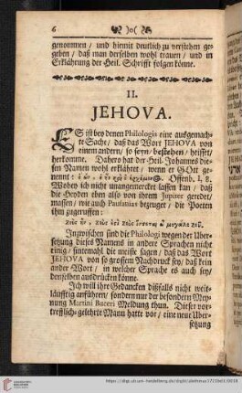II. JEHOVA