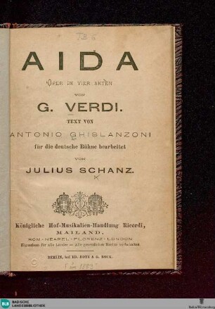 Aida : Oper in vier Akten