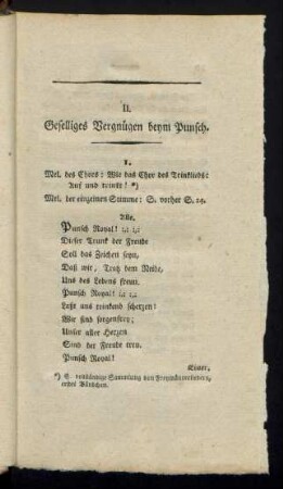 II. Geselliges Vergnügen beym Punsch