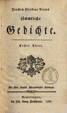 J. Chr. Blums sämmtliche Gedichte, 1