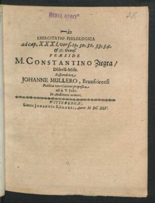 Exercitatio Philologica ad cap. XXXI. vers. 19, 30, 32, 33, 34. & 35. Genes.