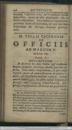 M. Tullii Ciceronis De Officiis Ad Marcum F. Liber III.