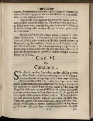 Cap. VI. De Curatione