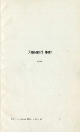 Immanuel Kant. 1804