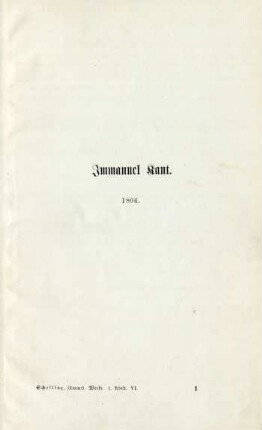 Immanuel Kant. 1804