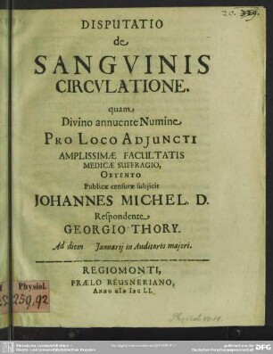 Disputatio de sanguinis circulatione