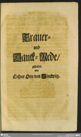 Trauer- und Danck-Rede