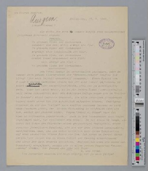 Brief an Konrad Ansorge
