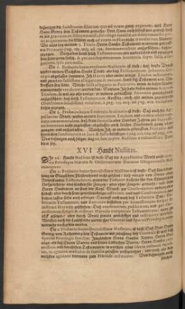XVI. Haubt Nullitas.