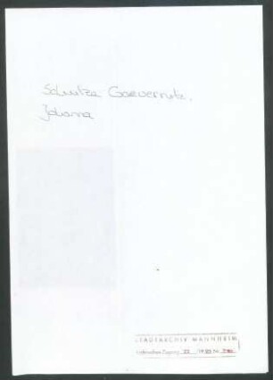 Schulze-Gaevernitz, Johanna, Freiburg, an Wichert