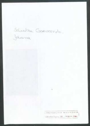 Schulze-Gaevernitz, Johanna, Freiburg, an Wichert